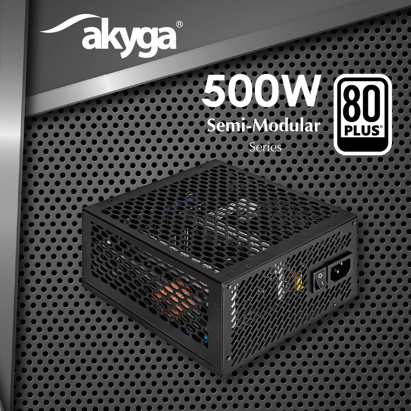 Akyga AK-FL-500 Fanless ATX Power Supply 500 W, Full Modular, 80 PLUS, APFC