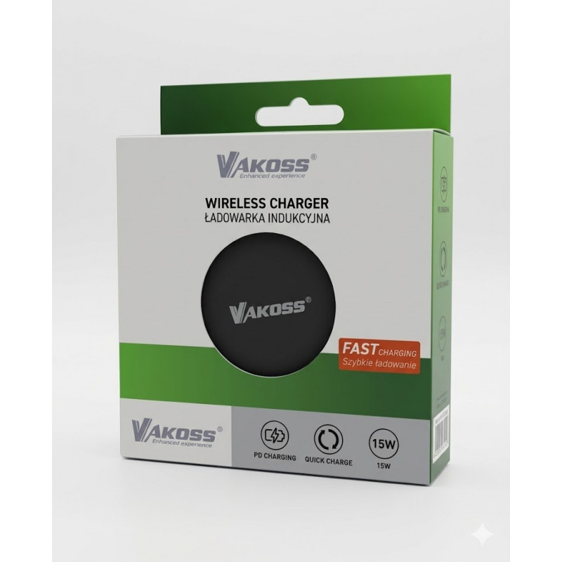 Vakoss MY5316K magnetic wireless charger, 15 W, black