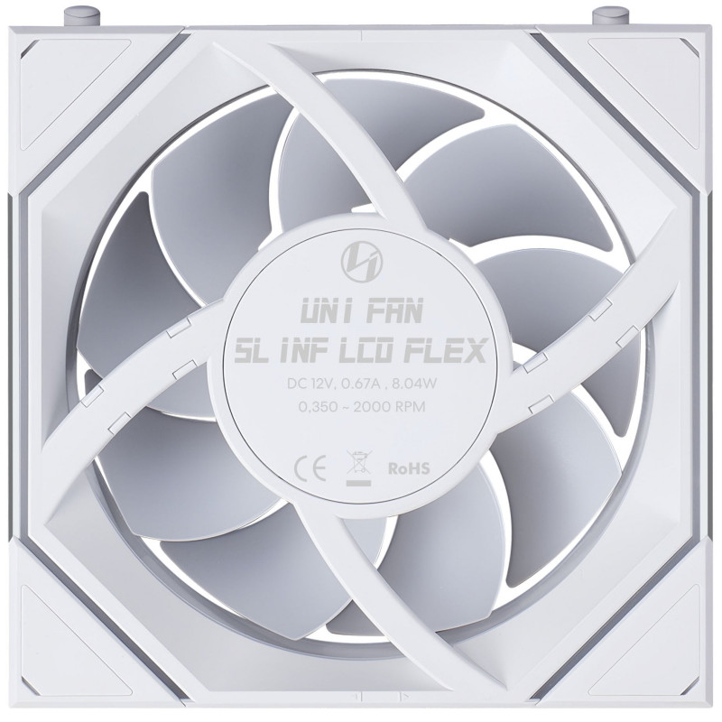 Lian Li UNI FAN SL-INF 120 FLEX LCD Wireless case fan, ARGB and LCD, 120 mm, white