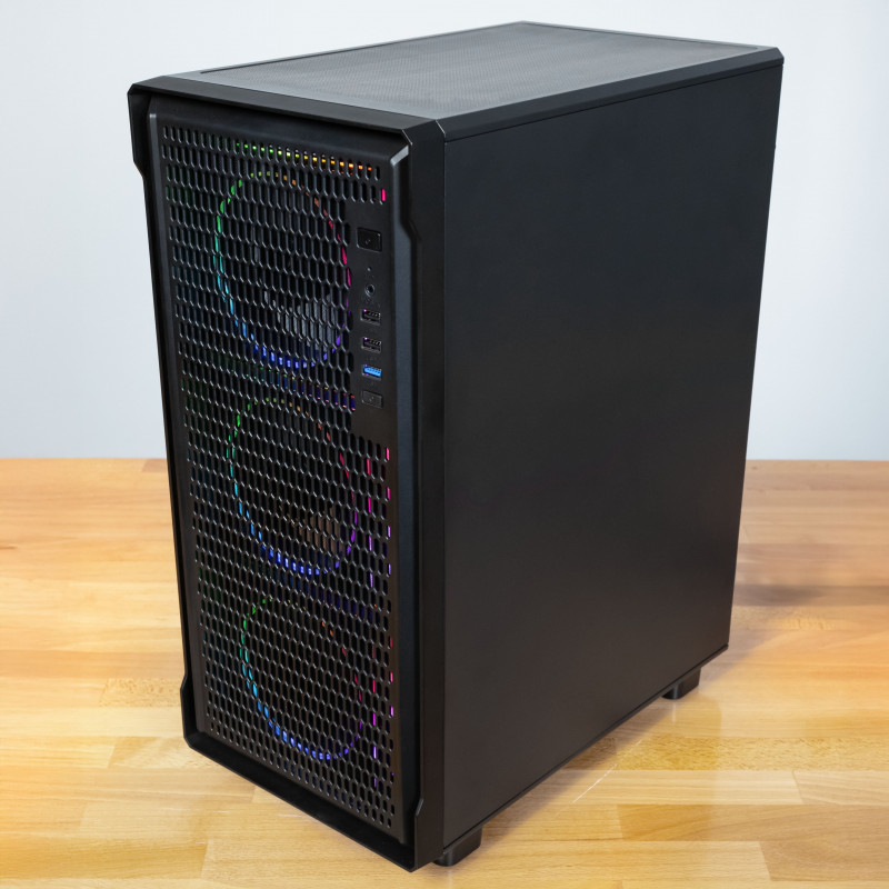 Kolink AM2 ARGB Midi Tower PC Case, ATX, tempered glass, 4x 120 mm fans included, black