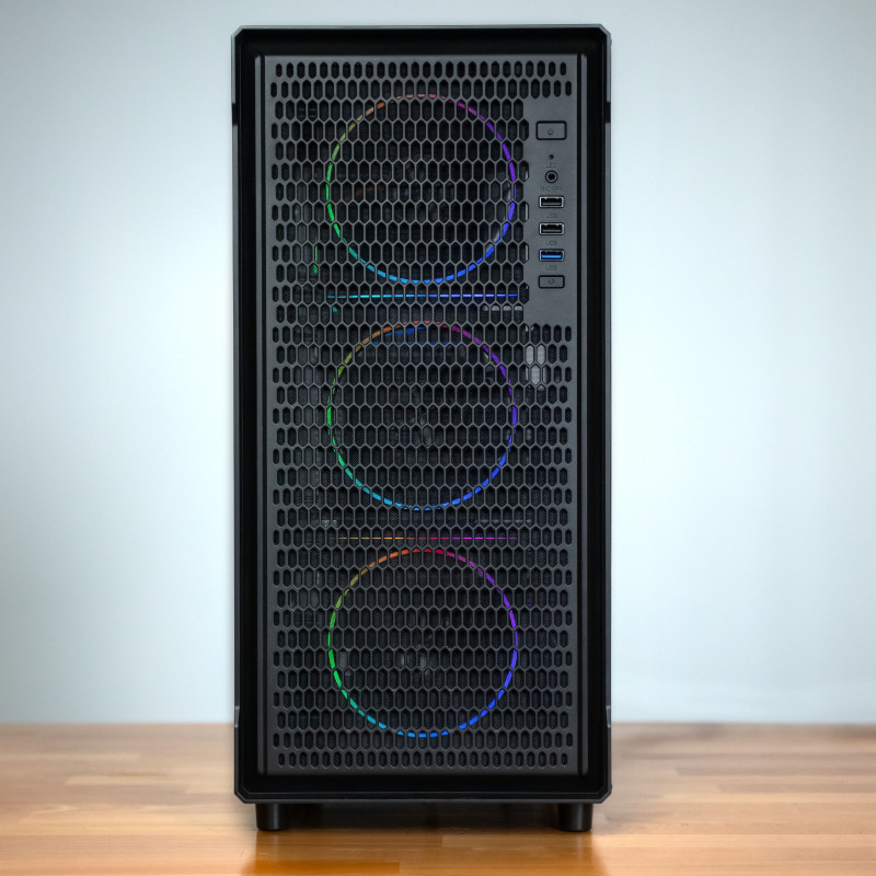 Kolink AM2 ARGB Midi Tower PC Case, ATX, tempered glass, 4x 120 mm fans included, black