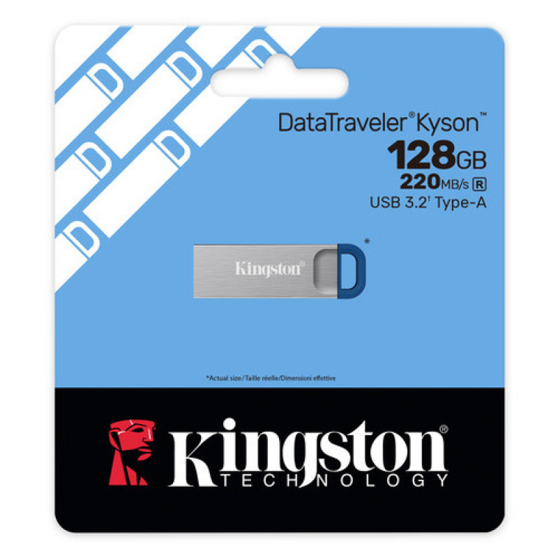 Kingston DataTraveler Kyson DTKNG2/128GB USB flash drive, 128 GB, USB 3.2 Gen 1, metal