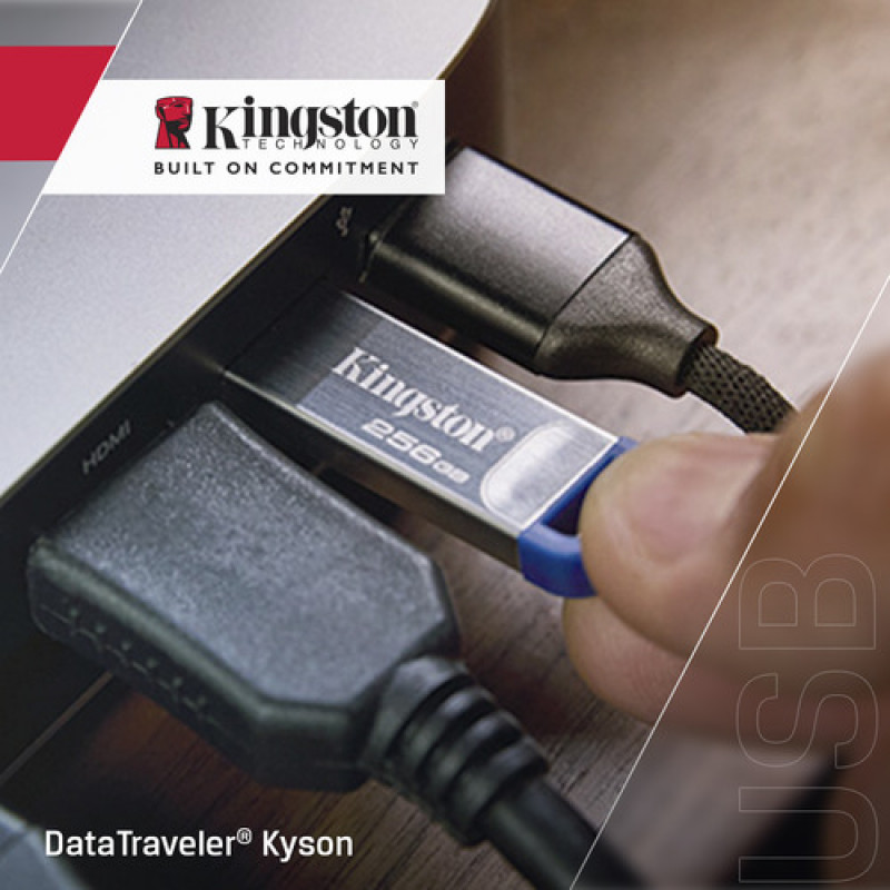 Kingston DataTraveler Kyson DTKNG2/256GB USB flash drive, 256 GB, USB 3.2 Gen 1, metal