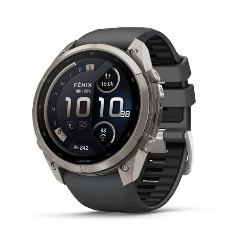 Garmin Fenix 9 Pro inReach smartwatch, 51 mm, titanium case, graphite/black silicone band