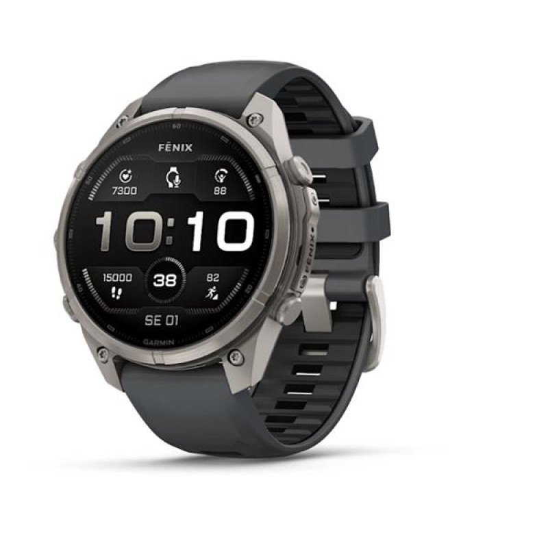 Garmin Fenix 9 Pro smartwatch, 47 mm, titanium case, graphite/black silicone band