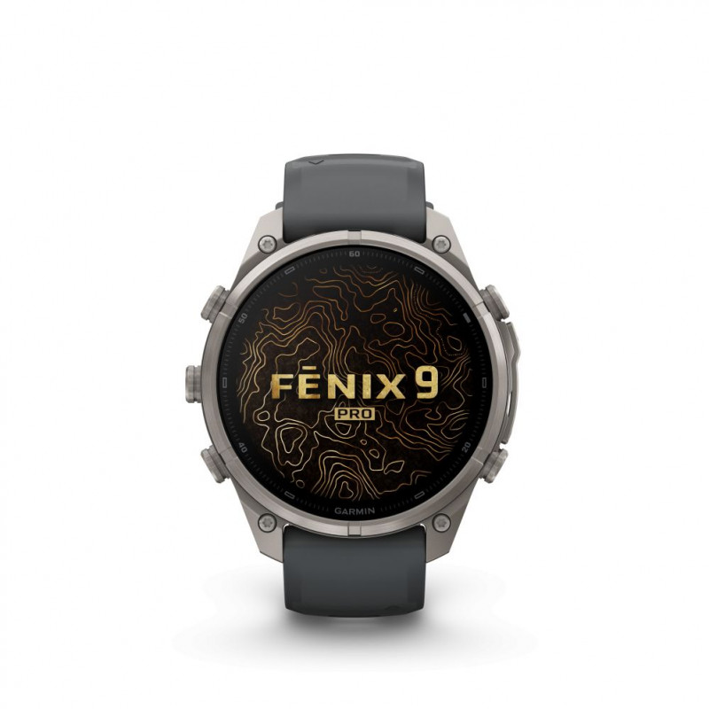 Garmin Fenix 9 Pro smartwatch, 47 mm, titanium case, graphite/black silicone band