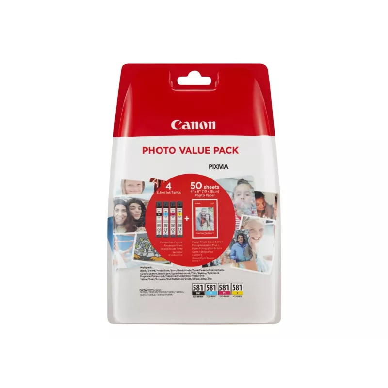 Canon CLI-581 C/M/Y/BK ink cartridges Photo Value Pack (4 pcs) with photo paper