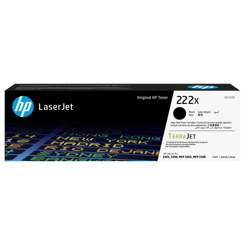 HP 222X W2220X high-yield original LaserJet toner cartridge, black
