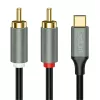 LogiLink CUA0140 USB 2.0 Type-C to 2x RCA cable, stereo audio, aluminium, black/silver, 1 m