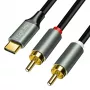 LogiLink CUA0141 USB 2.0 Type-C to 2x RCA cable, stereo audio, aluminium, black/silver, 1.5 m
