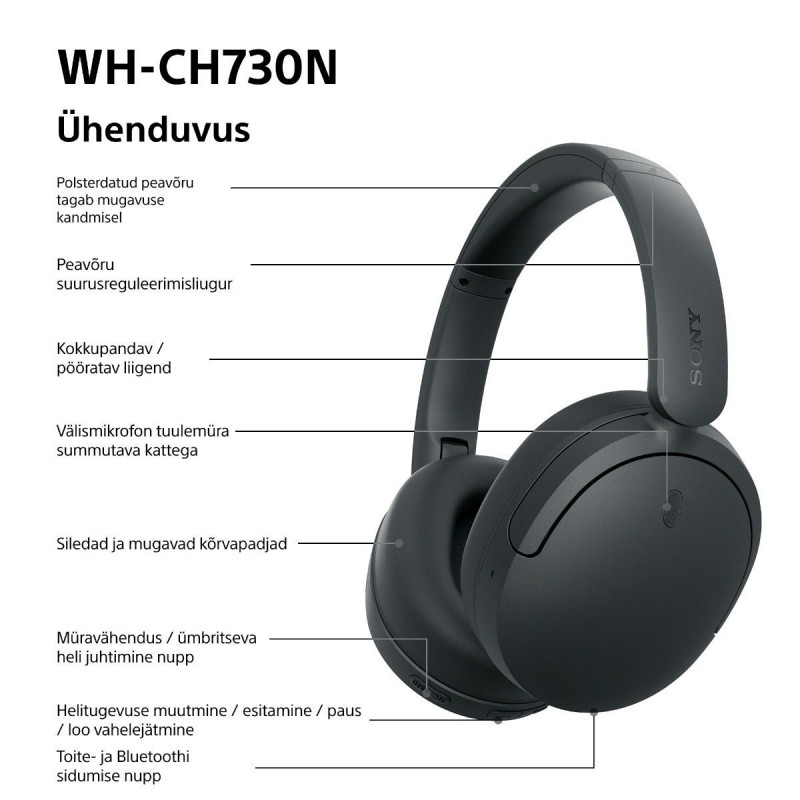 Sony WH-CH730N wireless noise-cancelling headphones, black