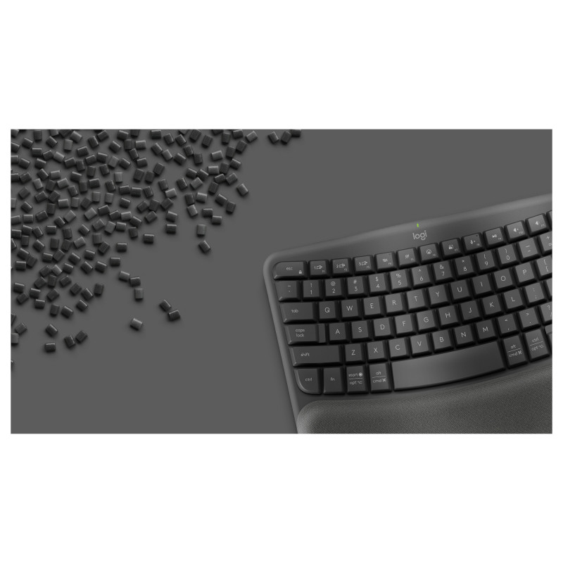 Logitech Wave Keys 920-012289 wireless ergonomic keyboard, 2.4 GHz/Bluetooth, Swiss (CH) layout, graphite