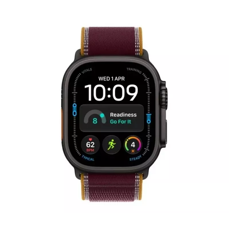 Apple Watch Ultra 4 smartwatch, GPS + Cellular, 49 mm, Black, Trail Loop Burgundy, M/L