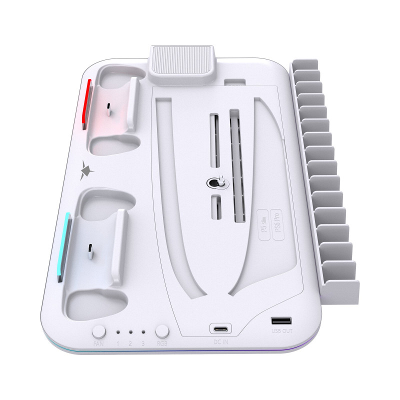 White Shark KIMURA PRO PS5 cooling pad with 2 charging docks, white
