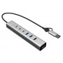 i-tec CAHUBMETAL6LANPD USB-C/USB-A metal hub, 6 ports, Gigabit LAN, Power Delivery 85 W, silver