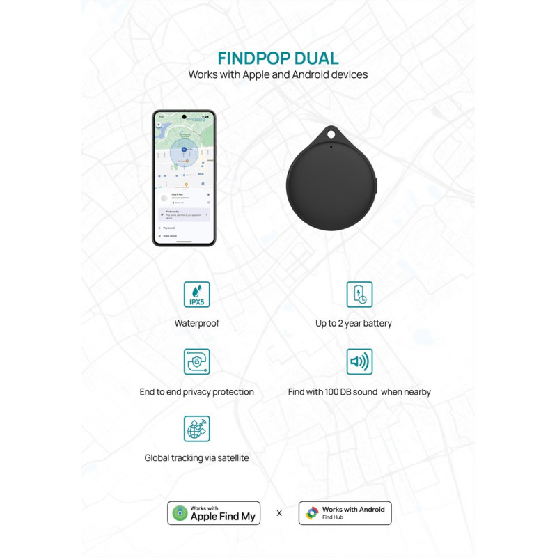 XD Design Connects Findpop Dual tracker, Apple & Android Find, IPX5, P301.1701