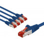 Goobay 66608 CAT 6 patch cable, S/FTP (PiMF), 3 m, blue, CU copper conductor (5 pcs)