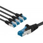 Goobay 67539 Cat 6a S/FTP (PiMF) patch cable, 3 m, black, copper conductors CU (5 pcs)