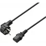 Renkforce power cable, angled earthing-contact plug to IEC C13 plug, 2 m, black