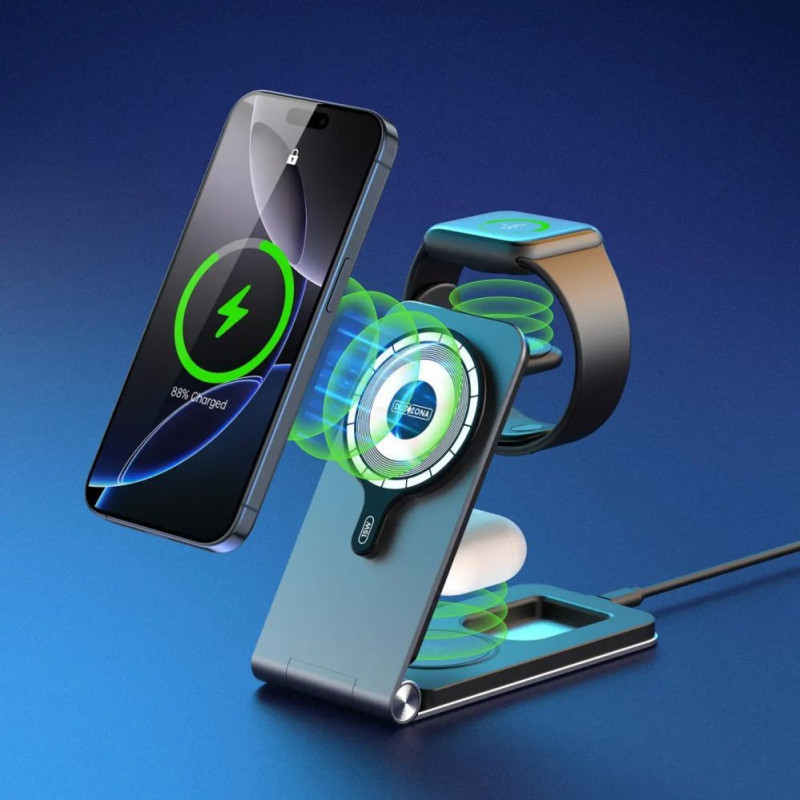 Duzzona W22 3-in-1 magnetic wireless charger, grey