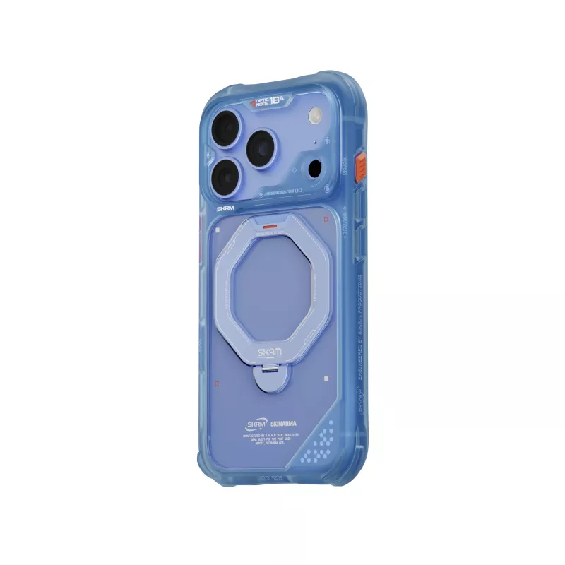 Skinarma Saturn Skin000483 case with MagSafe and RotatingKick Stand for iPhone 18 Pro / 17 Pro, blue