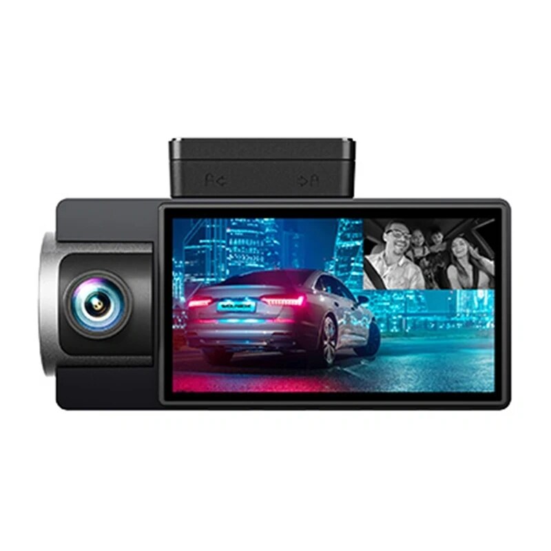 WOLFBOX i17 dash cam, 4K front + 2.5K rear + 1080p interior camera, Wi-Fi, 64 GB