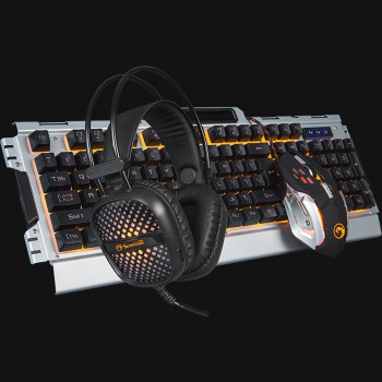 Marvo CM303 CZ keyboard, headset and mouse set, silver