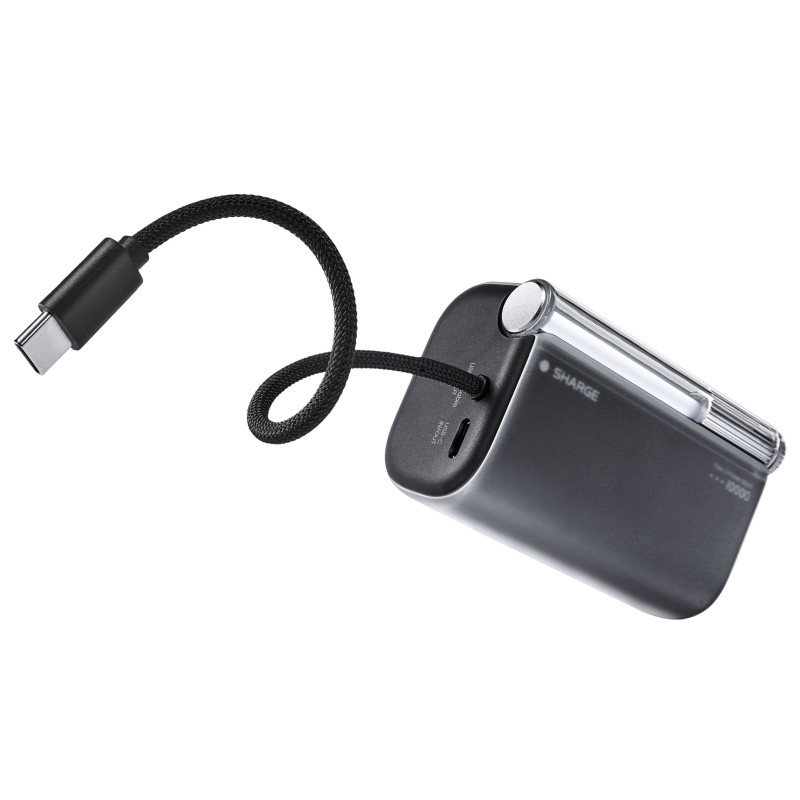SHARGE Flow 3 power bank, 10,000 mAh, 45 W PD, USB-C cable, black