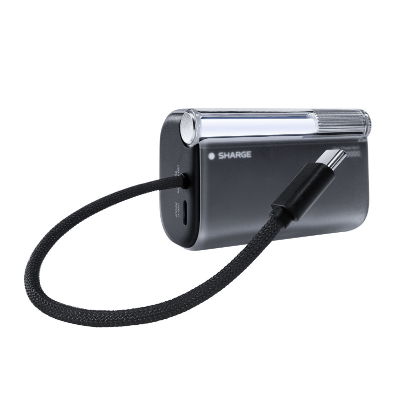 SHARGE Flow 3 power bank, 10,000 mAh, 45 W PD, USB-C cable, black