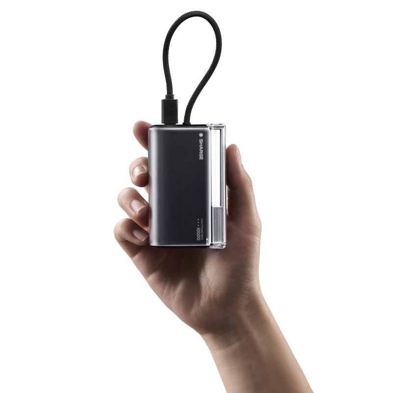 SHARGE Flow 3 power bank, 10,000 mAh, 45 W PD, USB-C cable, black