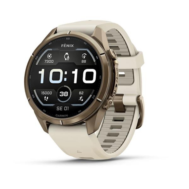 Garmin Fenix 9 Pro 010-04335-26 smartwatch, 43 mm, Autumn Gold titanium, cream/French grey silicone band
