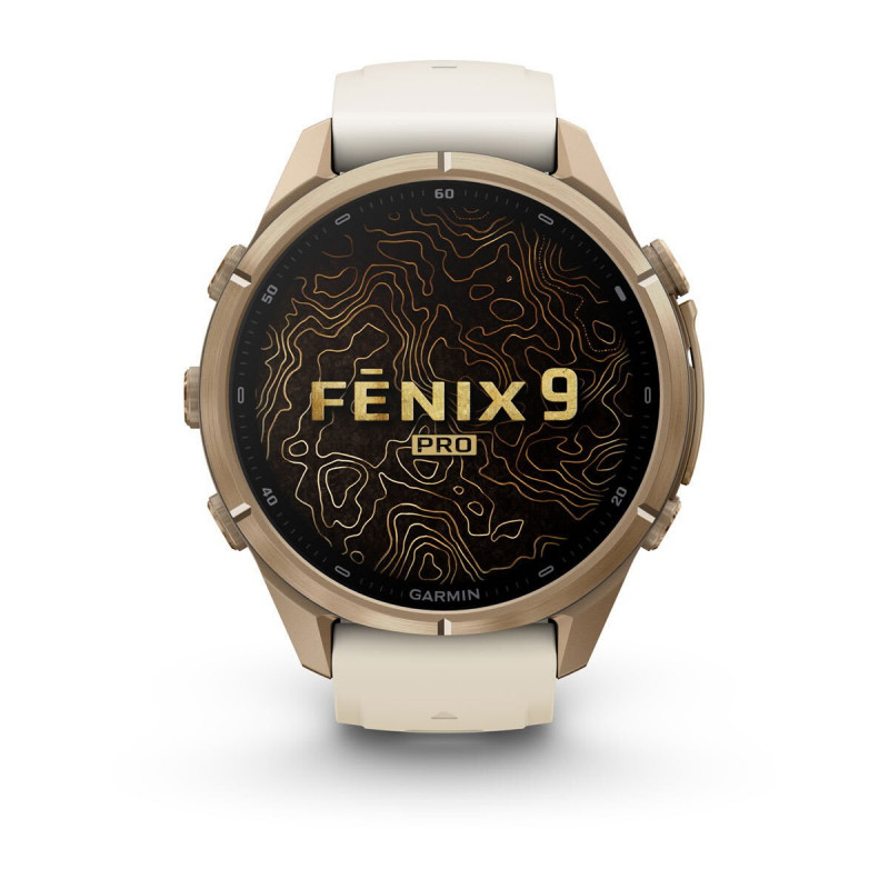 Garmin Fenix 9 Pro 010-04335-26 smartwatch, 43 mm, Autumn Gold titanium, cream/French grey silicone band