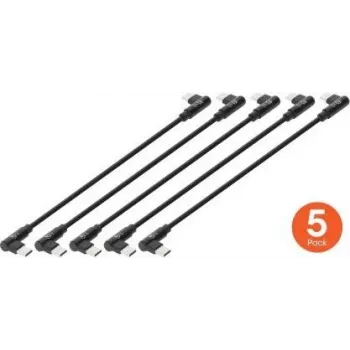 Manhattan short USB-C charging cable, 60 W, 20 cm, male to male, angled (5 pcs), black