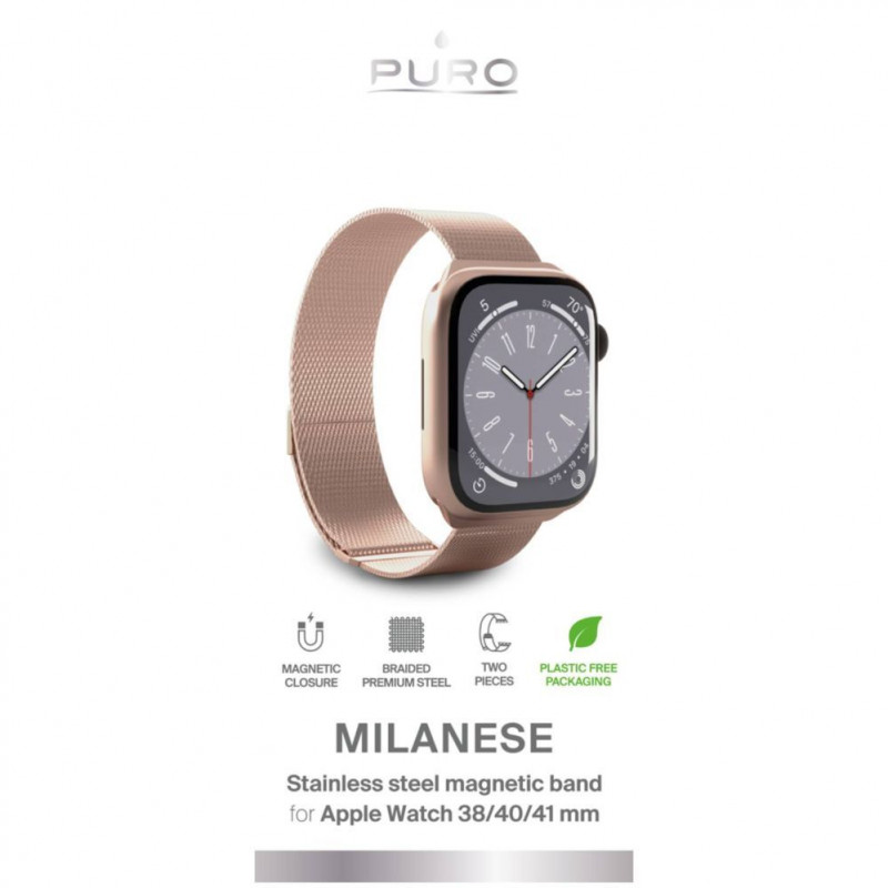 Puro Milanese PUMILAW40ROSE stainless steel band for Apple Watch 38/40/41 mm, pink