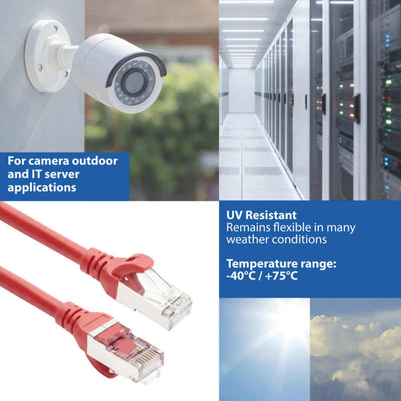 ACT FC2552 0.25 m S/FTP CAT6A ultra-flex patch cable, TPE, snagless, RJ45, red