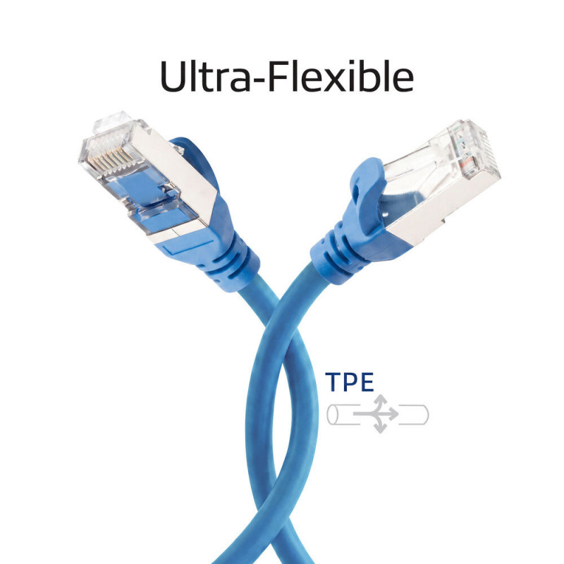 ACT FC2602 2 m S/FTP CAT6A ultra-flex patch cable, TPE, snagless, RJ45, blue