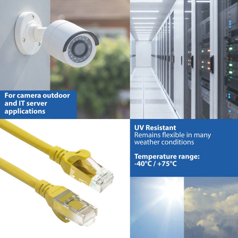 ACT FC1807 U/UTP CAT6A TPE ultra-flex patch cable with RJ45 connectors, snagless, 7 m, yellow