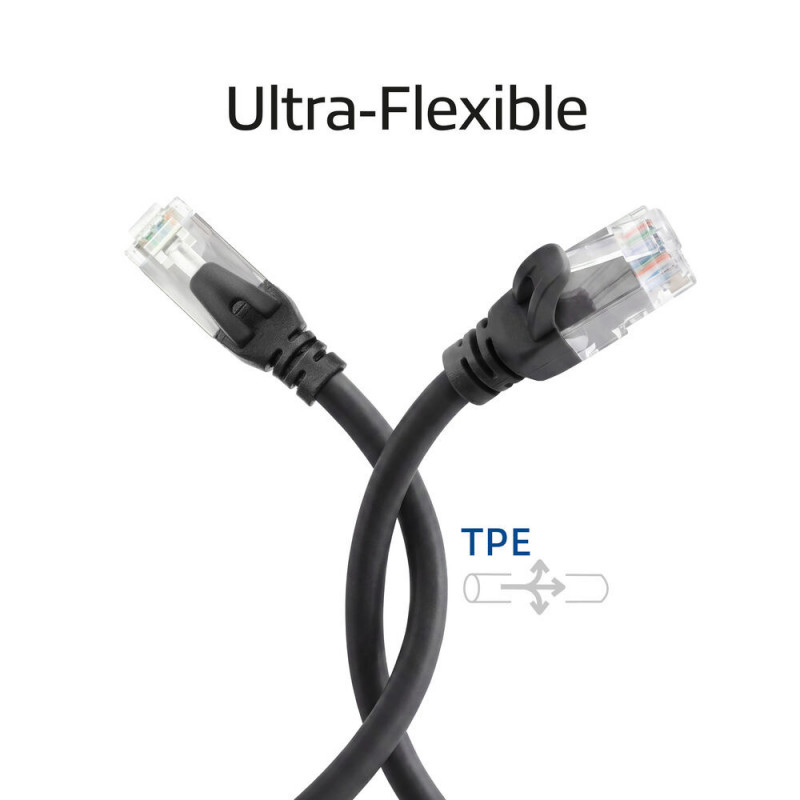 ACT FC1915 U/UTP CAT6A TPE ultra-flex patch cable with RJ45 connectors, snagless, 15 m, black