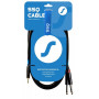SSQ MIJM3 SS-1815 audio cable, 3.5 mm stereo jack to 2x 6.3 mm mono jack, 3 m, black