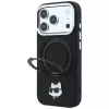 Karl Lagerfeld KF003216 Ring Stand 360 Choupette Head Pin MagSafe case for iPhone 18 Pro Max / 17 Pro Max, black