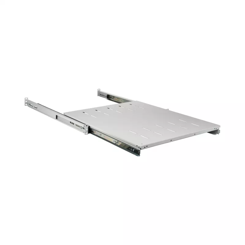 EFB Elektronik 691651NAGR.68 19″ 1U pull-out shelf, installation depth 378–612 mm, 30 kg, RAL 7035