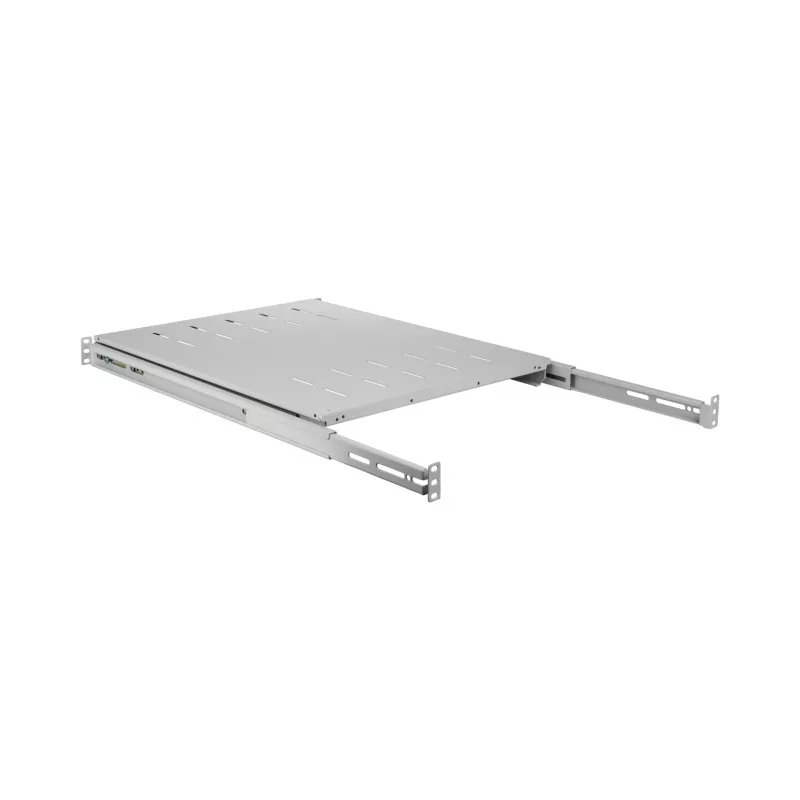EFB Elektronik 691651NAGR.68 19″ 1U pull-out shelf, installation depth 378–612 mm, 30 kg, RAL 7035