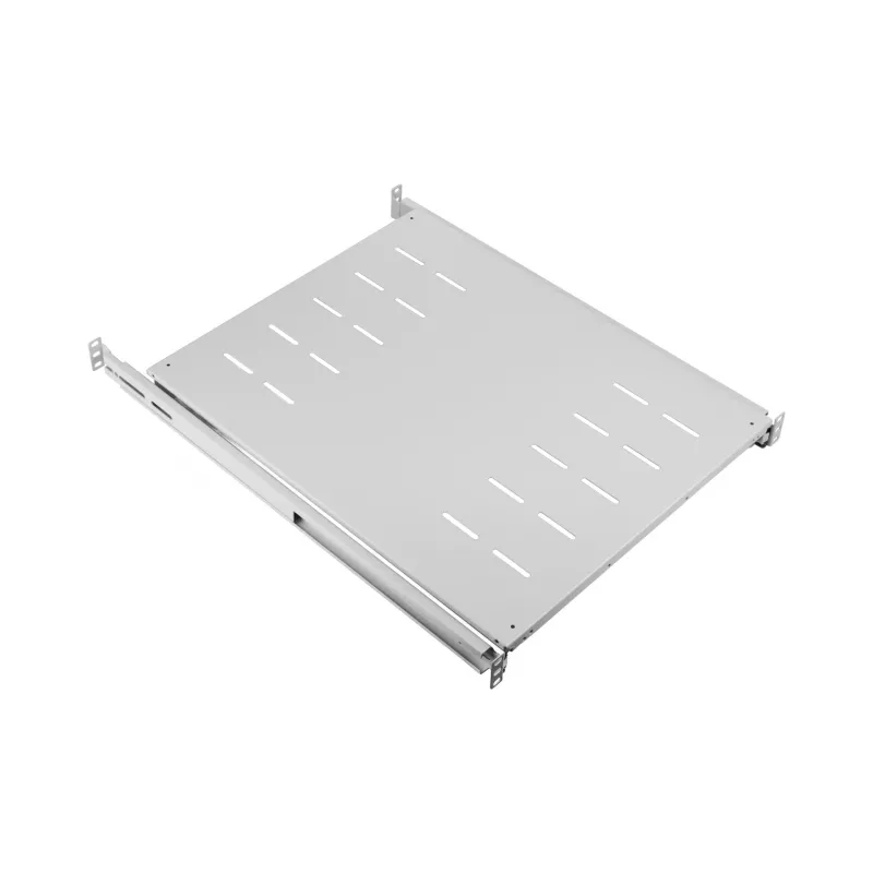 EFB Elektronik 691651NAGR.68 19″ 1U pull-out shelf, installation depth 378–612 mm, 30 kg, RAL 7035