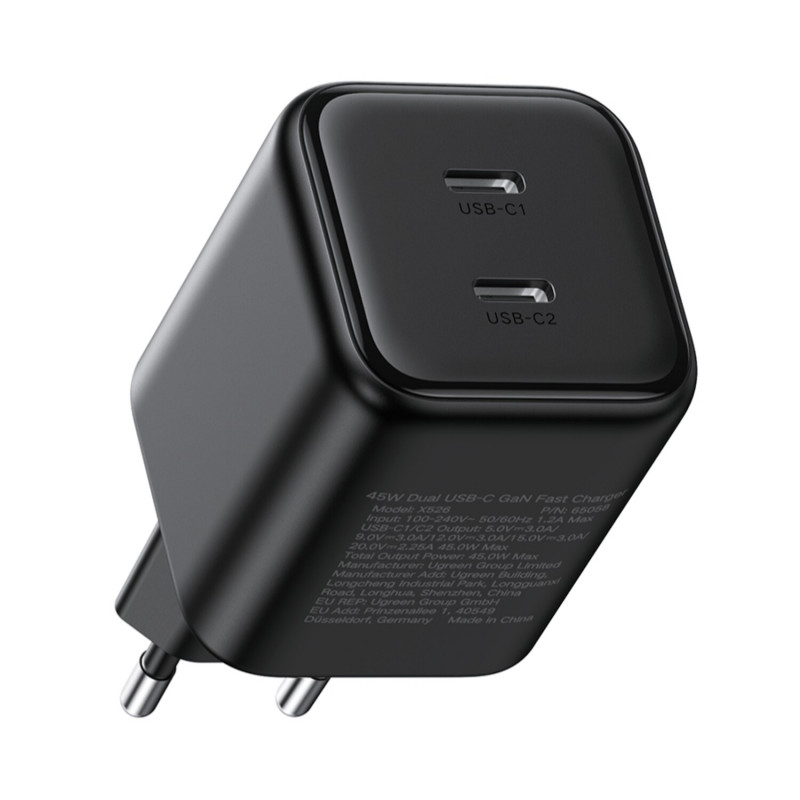 Ugreen X526 charger 45 W, 2 x USB-C, GaN, black