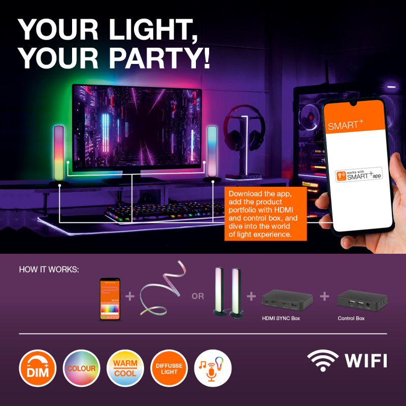 Osram SMART+ WiFi Planon Magic Panel 450x450 mm smart light panel, RGB+TW, dimmable, 24 W, white