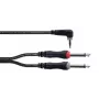 Cordial 14868 audio Y-adapter, 1x 3.5 mm jack plug to 2x 6.3 mm jack plug (mono), 3 m, black