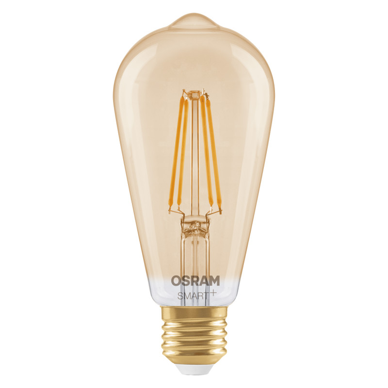Osram SMART+ MATTER Filament Dimmable Classic Edison 53 824 smart bulb, gold, E27, 6 W, warm white, Wi-Fi