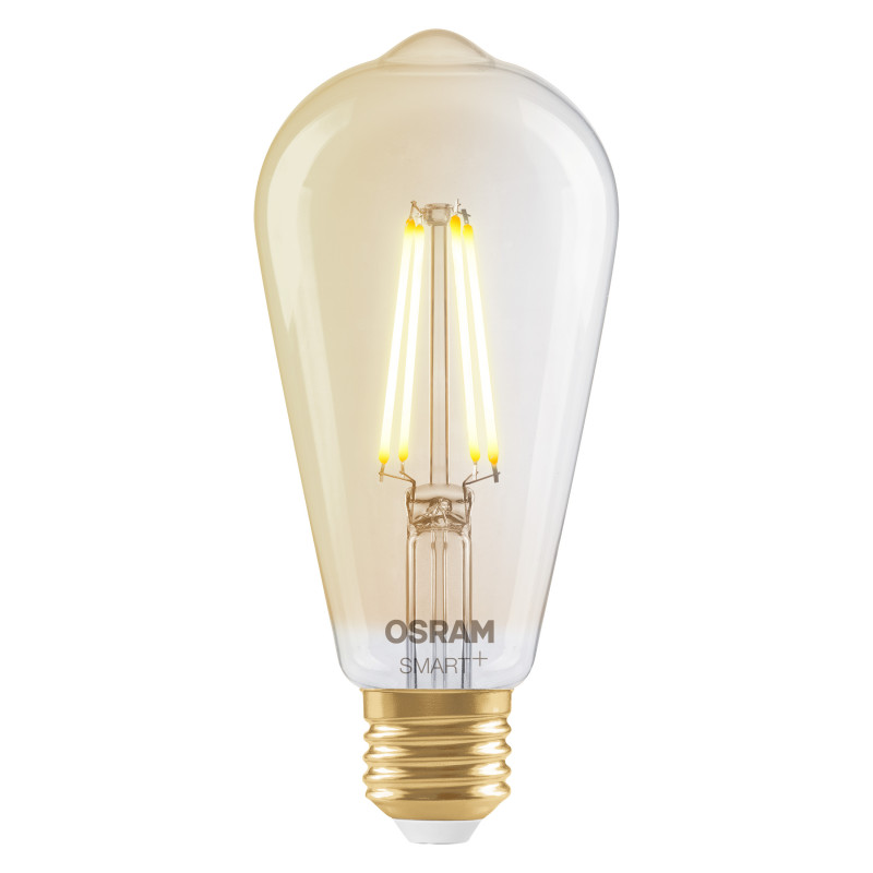 Osram SMART+ MATTER Filament Dimmable Classic Edison 53 824 smart bulb, gold, E27, 6 W, warm white, Wi-Fi