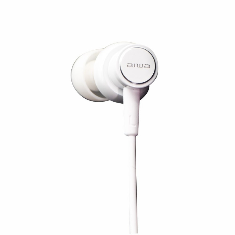 Aiwa ESTM-500W in-ear headphones with microphone, 3.5 mm jack, wired, white