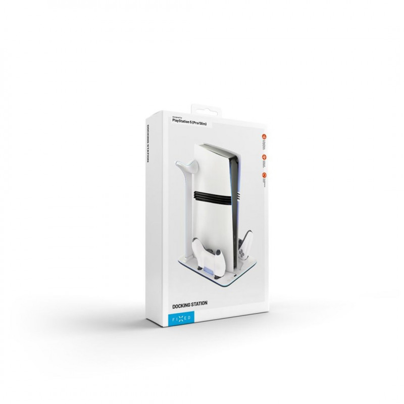 Fixed FIXPS5PS-MCS-BW docking station for PlayStation 5, black and white